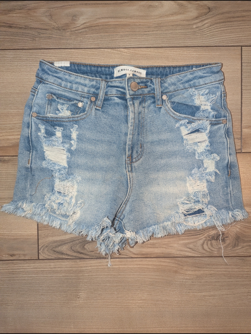 Almost Famous Faded Blue Ripped Denim Shorts